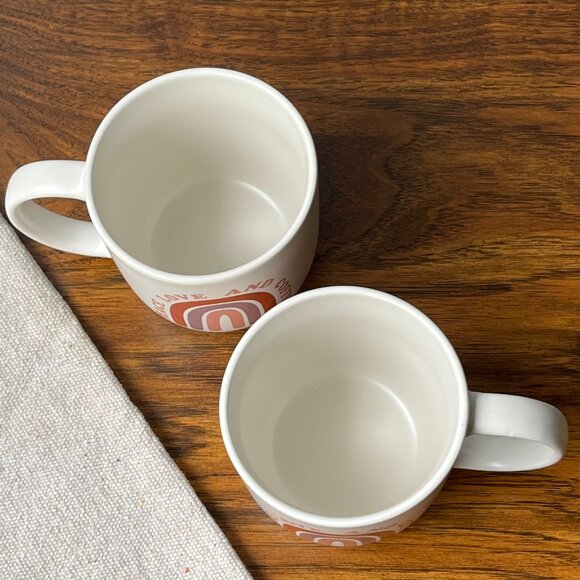 2 Stoneware Coffee Mugs Pease Love and Coffee Life at Home - Picture 7 of 9